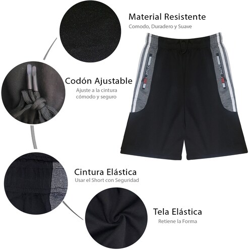 Bermuda Short, Pantalones Cortos para Hombre, Deportivo, Uso Diario, Entrenamiento, Comodo.