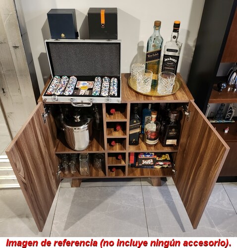 Minibar acabado tipo nogal.