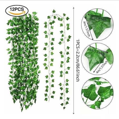 Plantas Artificiales Hiedra Decorativa De 2.1m, 12 Tiras