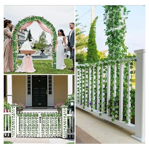 Plantas Artificiales Hiedra Decorativa De 2.1m, 12 Tiras