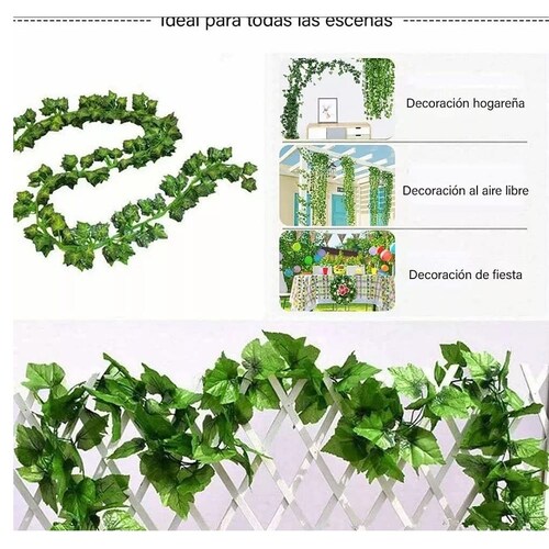 Plantas Artificiales Hiedra Decorativa De 2.1m, 12 Tiras