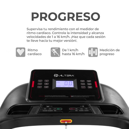 Altera Caminadora eléctrica | 3 HP | Plegable con 24 programas de entrenamiento | Monitor LCD | 1 a 16 km/h | .