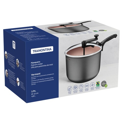OLLA PARA PALOMITAS TRAMONTINA 27806035 VERMONT 22CM 4.8 L GRAFITO ENDY2