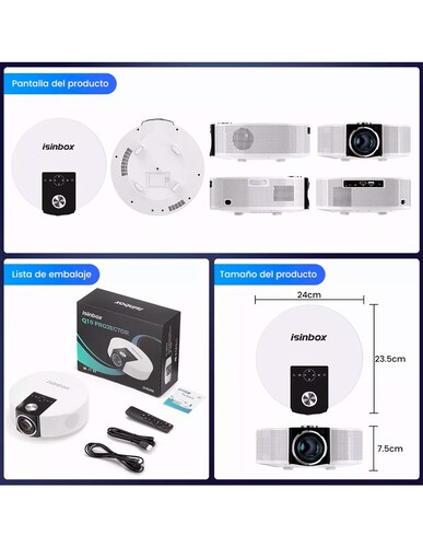 Proyector Petukita Box Q10 White con sistema Android  Full Hd 12000 Lm