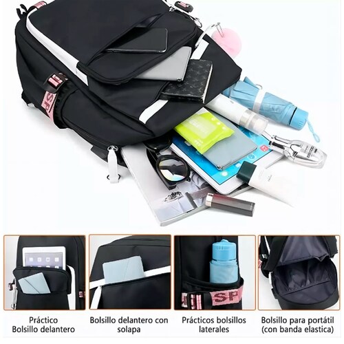 Mochilas Kawaii Bts De Mujer Escolares Con Puerto Usb