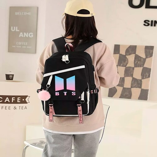 Mochilas Kawaii Bts De Mujer Escolares Con Puerto Usb