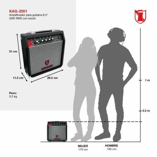 AMPLIFICADOR PARA GUITARRA KAISER KAG-2001 6.5" 25W RMS C/BOOST ENDY3.