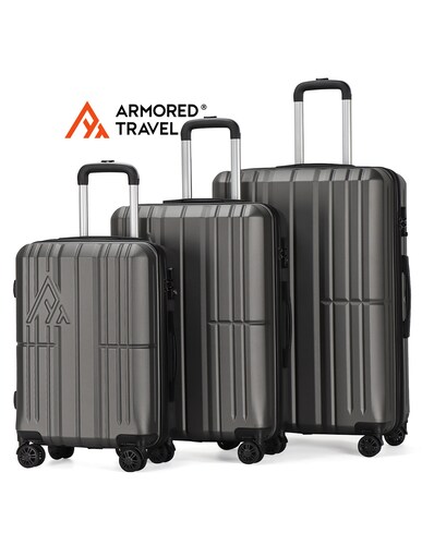 Maletas de viaje Rígidas set grande kit 3 piezas 28 24 20 pulgadas carry on ABS doble calibre candado de alta seguridad TSA LOCK Gris Oxford OX Armored travel.
