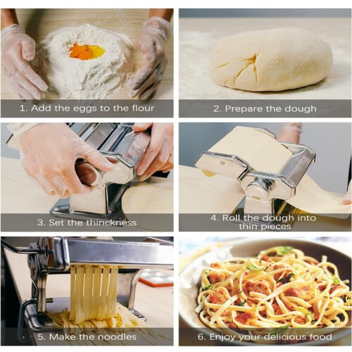 Máquina para pasta acero grosor ajustable 9 posiciones 6 accesorios 