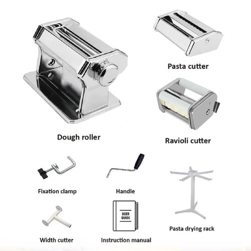 Máquina para pasta acero grosor ajustable 9 posiciones 6 accesorios 