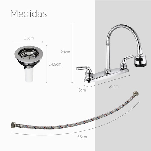 Kit Completo Para Instalación Fregadero Tarja Con Doble Tina Para Cocina.