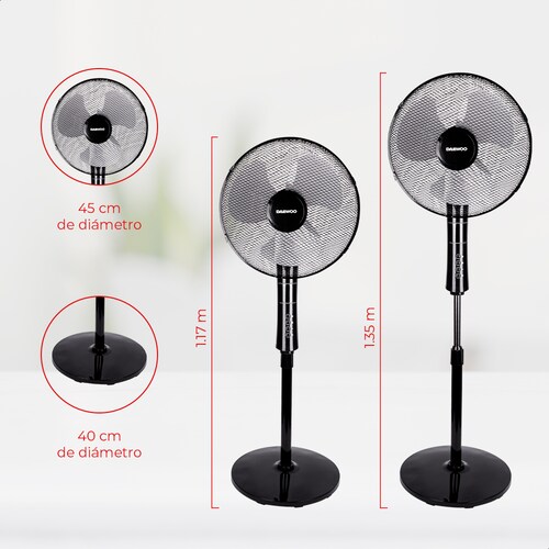 Daewoo Ventilador de 16 pulgadas DI-1689AXK con Control remoto, de 45W