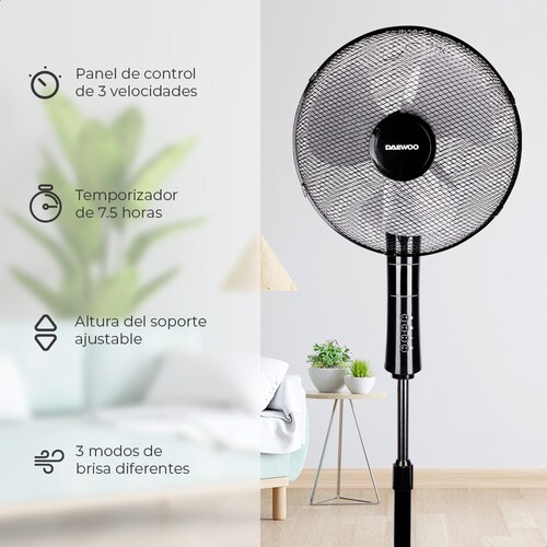 Daewoo Ventilador de 16 pulgadas DI-1689AXK con Control remoto, de 45W