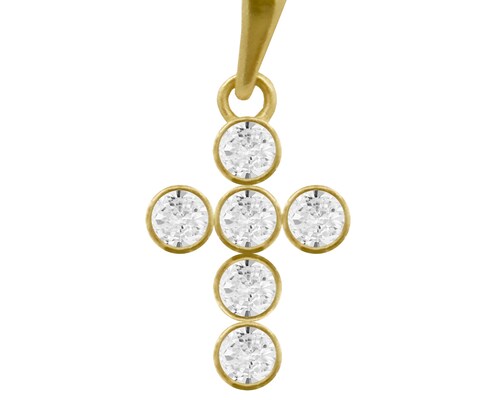Collar Gargantilla Oro 10K Horoz Cruz Circular Circonias Si184.