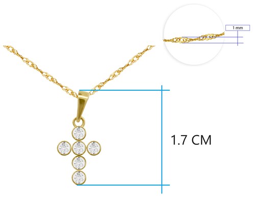 Collar Gargantilla Oro 10K Horoz Cruz Circular Circonias Si184.