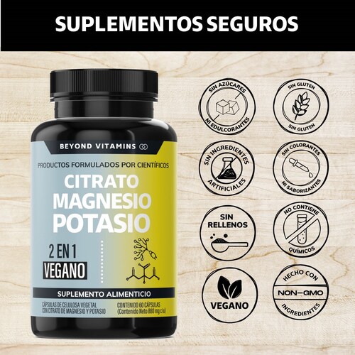 Suplemento Alimenticio Beyond Vitamins Citrato de Magnesio + Potasio 60 cápsulas