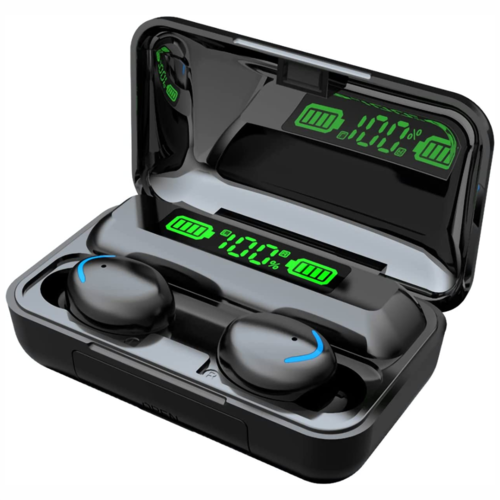 Auriculares Bluetooth Y Batería Portátil Tws F9-5 Impermeables, Color Negro Claro.