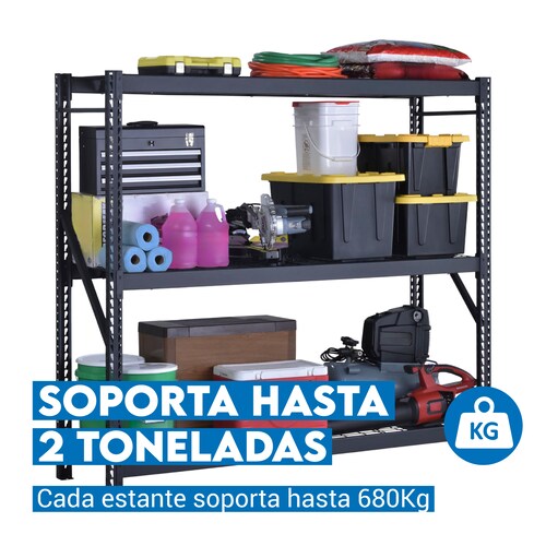 Onof Estante de Acero Soldado Industrial | 3 Niveles | Repisas Ajustables | 2 Toneladas.