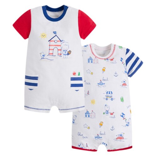 Set 2 Pijamas Marca Mayoral Bebé Niño Rojo 175649.