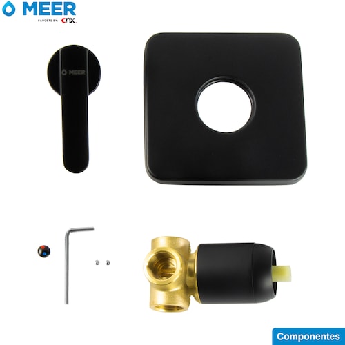 MEER Faucets By CNX | Mezcladora Monomando para Regadera, Llave para Regadera Cuadrada de Baño, Latón Negro Mate