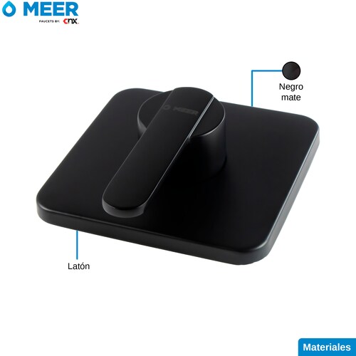MEER Faucets By CNX | Mezcladora Monomando para Regadera, Llave para Regadera Cuadrada de Baño, Latón Negro Mate
