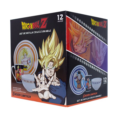 Vajilla de Ceramica Super Saiyajin Ii Anime Dragon Ball 4 Bowls - 4 Tazas - 4 Platos.