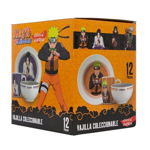 Vajilla de Ceramica Anime Naruto Shippuden 4 Bowls - 4 Tazas - 4 Platos.