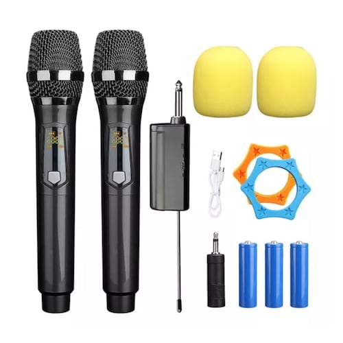Universal Micrófono Inalámbrico Profesional Karaoke Kit 2pcs Color Negro