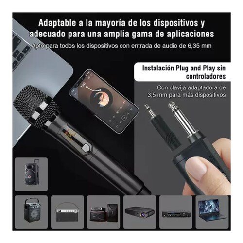 Universal Micrófono Inalámbrico Profesional Karaoke Kit 2pcs Color Negro