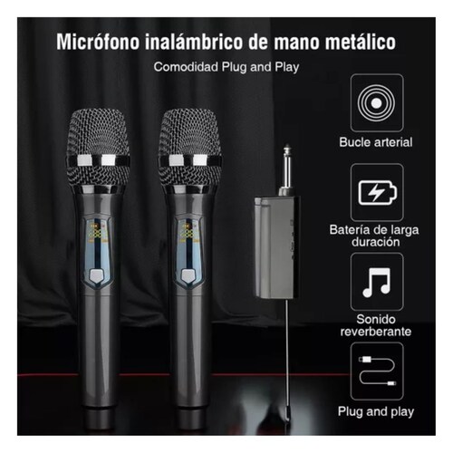 Universal Micrófono Inalámbrico Profesional Karaoke Kit 2pcs Color Negro