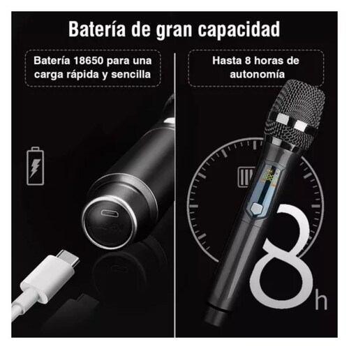 Universal Micrófono Inalámbrico Profesional Karaoke Kit 2pcs Color Negro
