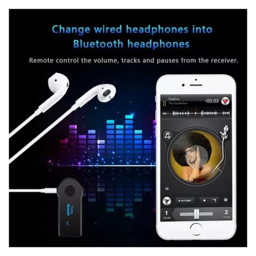 Adaptador Auxiliar Bluetooth 3 5 Jack Manos Libres Carrosb negro
