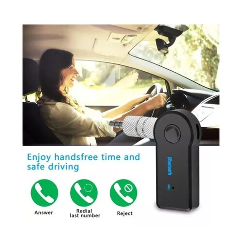 Adaptador Auxiliar Bluetooth 3 5 Jack Manos Libres Carrosb negro