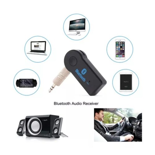 Adaptador Auxiliar Bluetooth 3 5 Jack Manos Libres Carrosb negro