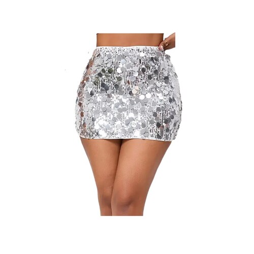 Falda con lentejuelas Plateado