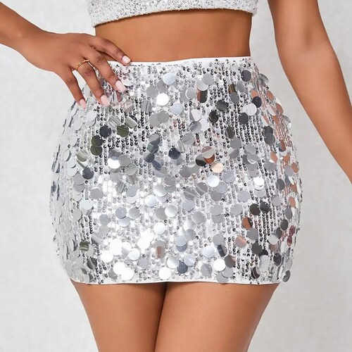 Falda con lentejuelas Plateado