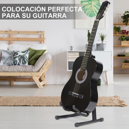 Base Soporte Para Guitarra O Bajo Metálico Transporte Fácil negro