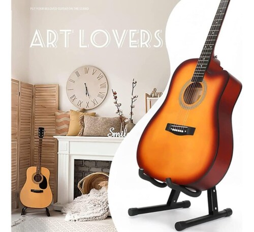 Base Soporte Para Guitarra O Bajo Metálico Transporte Fácil negro