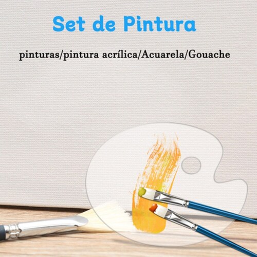 15 Pcs Pinturas Oleo Lienzo Para Pintar Y 10 Pinceles  BLANCO
