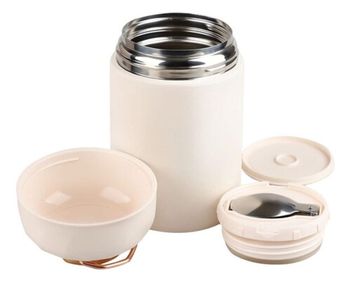 Termo Portatil Comida Caliente Fría Sopa Acero Inox. 600ml Blanco