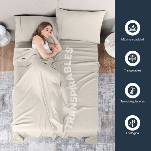 Sábanas Matrimonial De Bambú / Bamboo Ultra Suaves Y Frescas Beige ESQUIMAL.