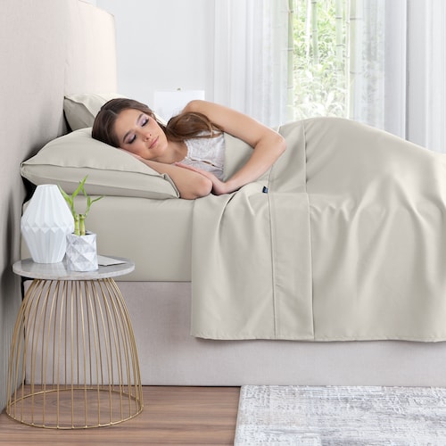 Sábanas Matrimonial De Bambú / Bamboo Ultra Suaves Y Frescas Beige ESQUIMAL.