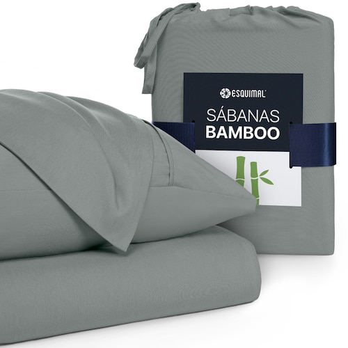 Sábanas Matrimonial De Bambú / Bamboo Ultra Suaves Y Frescas Gris ESQUIMAL.