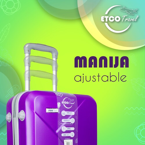Maleta De Viaje Ligera 19 Pul Etco Travel Equipaje De Mano color Morado Avion Ruedas 360 Barata.