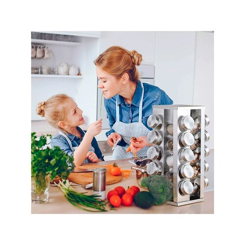 Especiero Giratorio Acero Inoxidable 20 Frascos Organizador