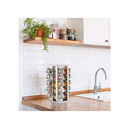Especiero Giratorio Acero Inoxidable 20 Frascos Organizador