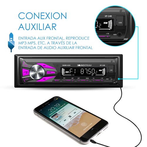 Autoestereo Bluetooth, Usb, Auxiliar, Caratula Desmontable, Graba llamadas - Soundstream - XP-24B.