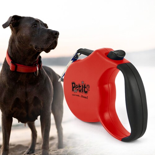 Correa Grande para Perro Petit Retráctil PRO Durable Rojo.