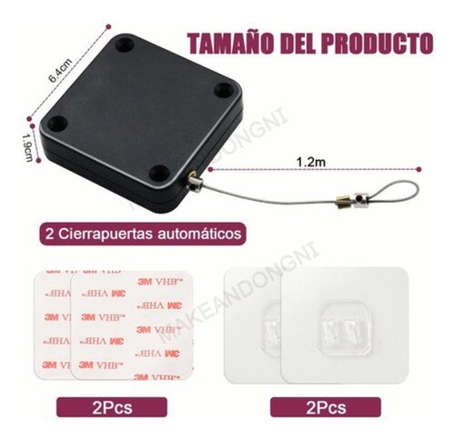 2pzs Cierra Puertas Automático Sin Perforaciones Soporte 6cm negro