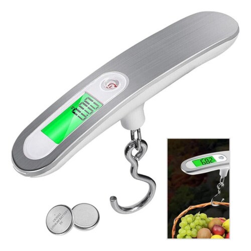 Bascula Digital Para Equipaje 50kg Maleta Viaje Portatil plata